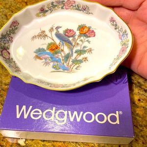 Wedgwood Floral Dish with Colorful Bird Design